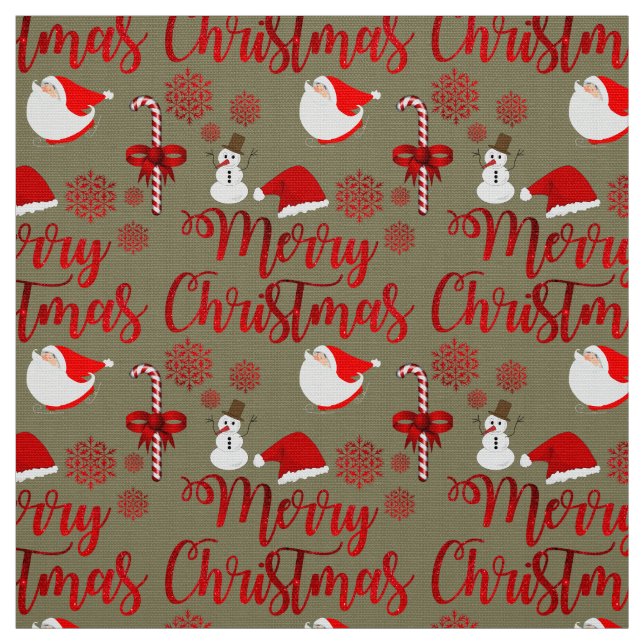 Santa Claus Snowman Candy Cane Christmastide Stoff (Muster)