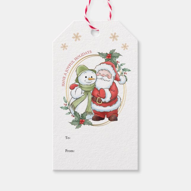Santa Claus Snowman Weihnachten Geschenkanhänger (Vorderseite)
