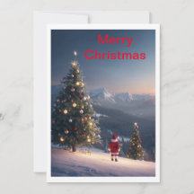 Santa Claus Snowy Mountain Ferienkarte | Feierlich
