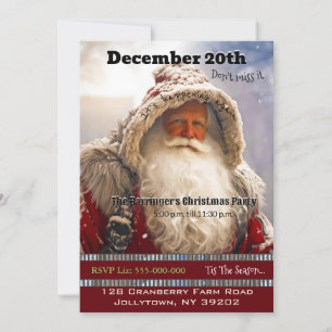 Santa Claus Snowy Trail Weihnachtsfeierliche Party Einladung