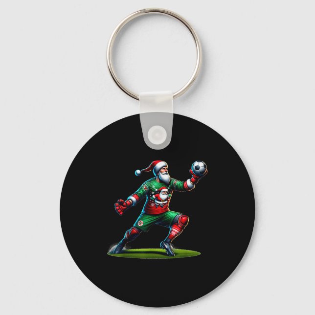 Santa Claus Soccer Goalie Christmas Xmas  Schlüsselanhänger (Vorderseite)