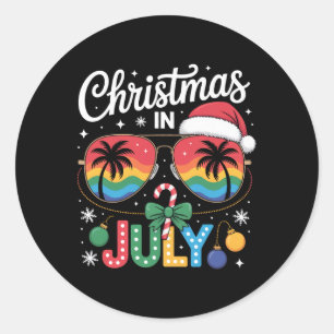 Santa Claus Sonnenbrille Strand Weihnachten im Jul Runder Aufkleber
