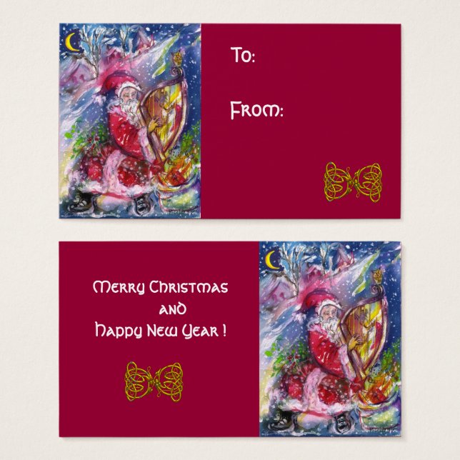 SANTA CLAUS SPIELEN HARP IN MOONLIGHT Red Blue (Vorne & Hinten)