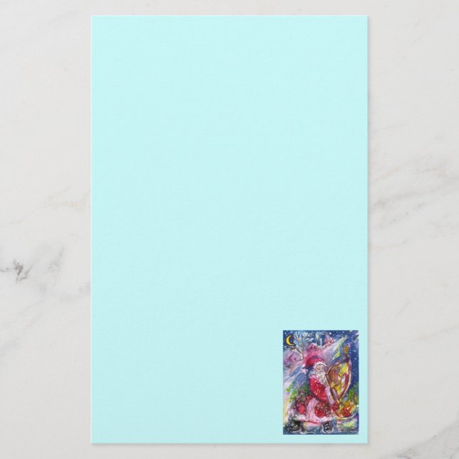 SANTA CLAUS SPIELEN HARP Weihnachtsnacht Aquamarin Briefpapier (Vorderseite)