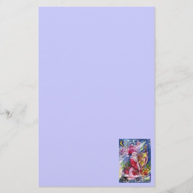 SANTA CLAUS SPIELEN HARP Weihnachtsnacht Blau Briefpapier (Vorderseite)