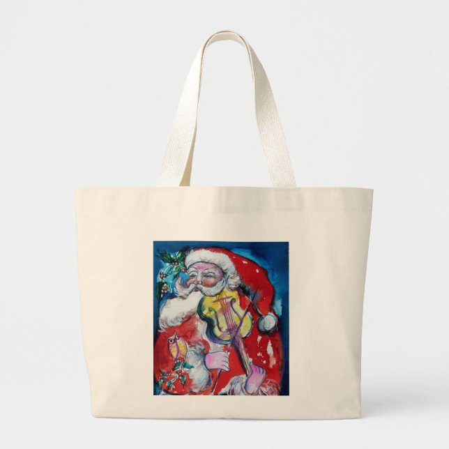 SANTA CLAUS SPIELEN VIOLIN Weihnachten Jumbo Stoffbeutel (Vorne)