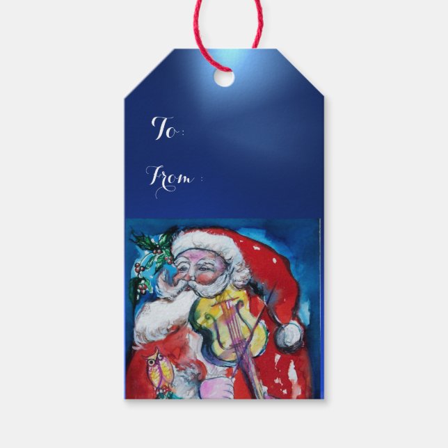 SANTA CLAUS SPIELEN VIOLIN Weihnachts-Party Geschenkanhänger (Vorderseite)