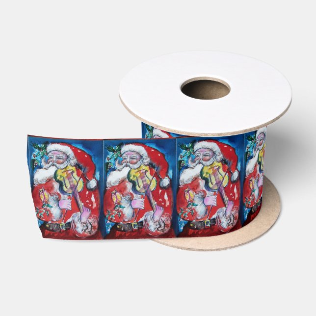 SANTA CLAUS SPIELEN VIOLIN Weihnachts-Party Satinband (Spule)