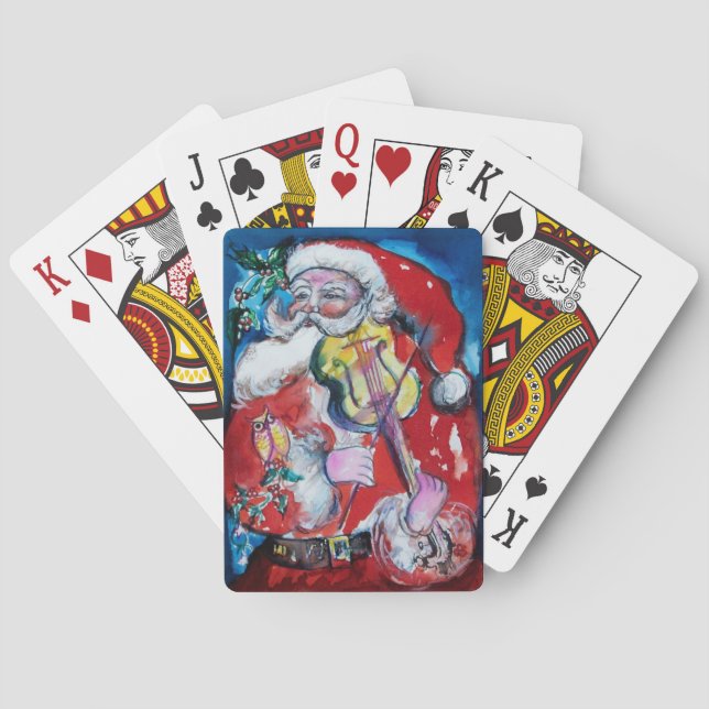 SANTA CLAUS SPIELEN VIOLIN Weihnachts-Party Spielkarten (Rückseite)