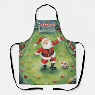 Santa Claus spielt Fußball Weihnachtsfeld Schürze