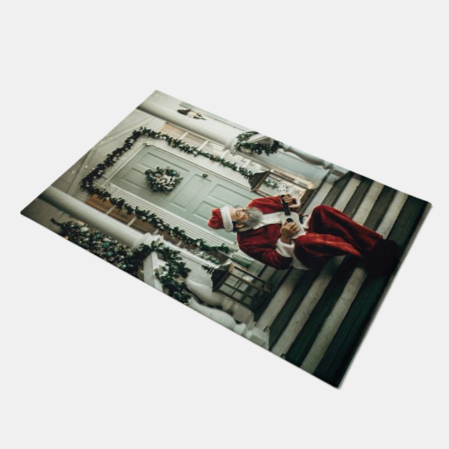 Santa Claus spielt Musik Fußmatte (Schrägansicht)