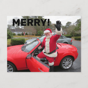 SANTA CLAUS SPORTSCAR CHRISTMAS Postkarten