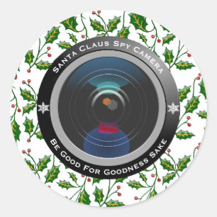 Santa Claus Spy Camera Runder Aufkleber