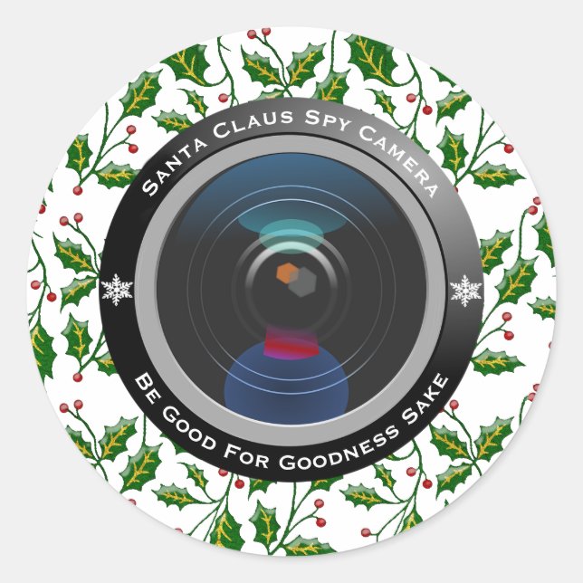Santa Claus Spy Camera Runder Aufkleber (Vorderseite)
