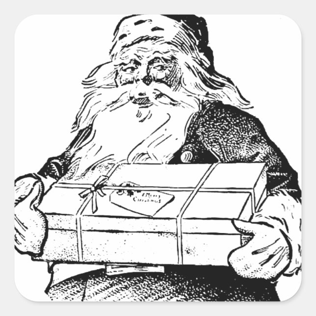 Santa Claus SQUARE STICKER UMSCHLAG AUFKLEBER (Vorderseite)