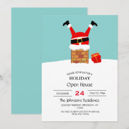 Santa Claus stuck in the chimney on the roof Einladung
