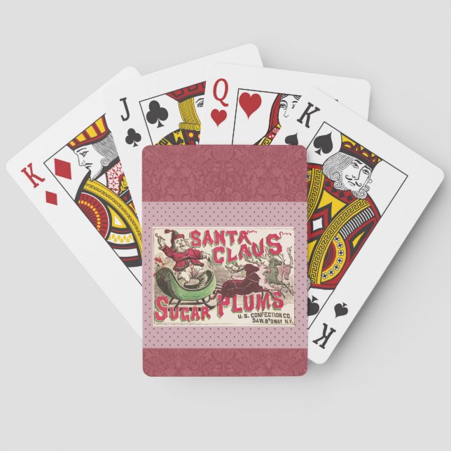 Santa Claus Sugar Plum Weihnachten Spielkarten (Rückseite)