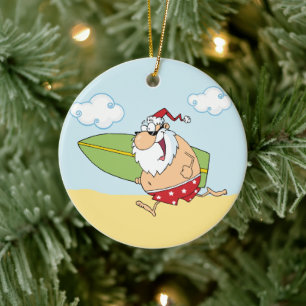 Santa Claus Surfen Keramikornament
