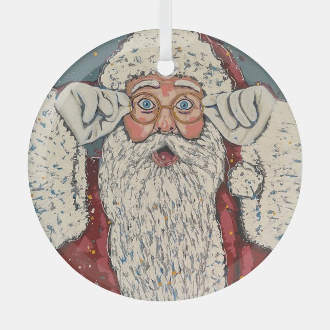 Santa Claus Surprised Ornament Aus Glas (Vorderseite)