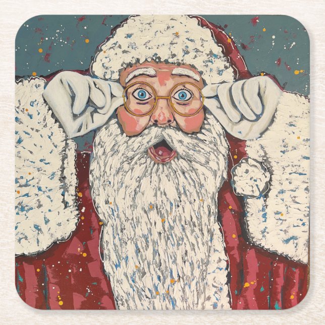 Santa Claus Surprised Rechteckiger Pappuntersetzer (Vorderseite)