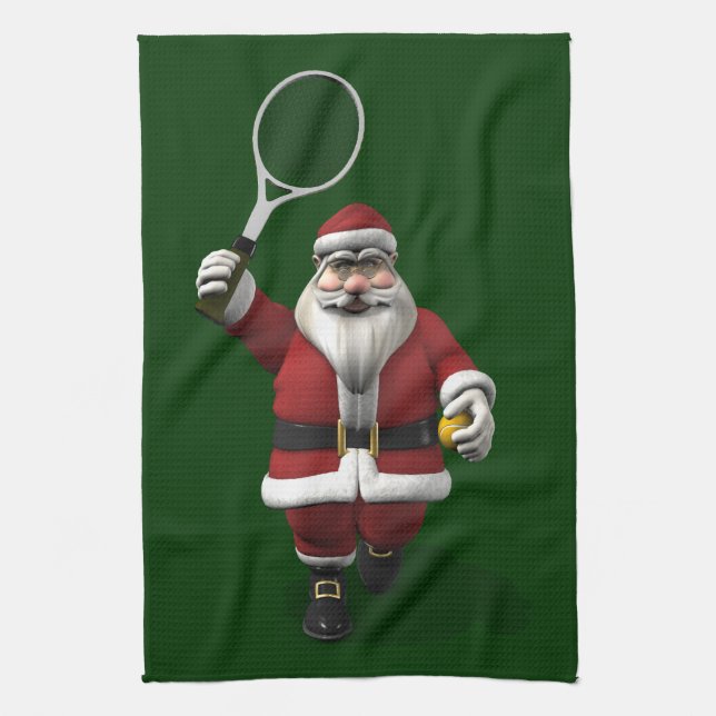 Santa Claus Tennis spielen Handtuch (Vertikal)