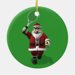 Santa Claus Tennis spielen Keramik Ornament