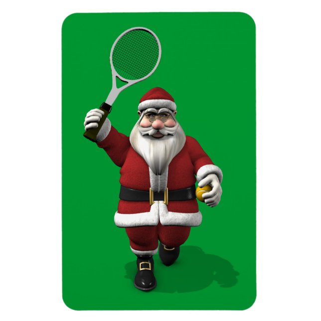 Santa Claus Tennis spielen Magnet (Vertikal)