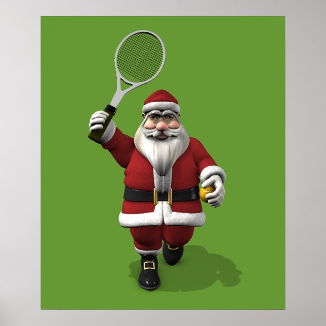 Santa Claus Tennis spielen Poster (Vorne)