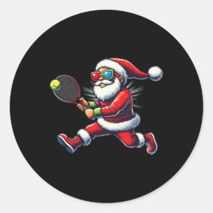 Santa Claus Tennis spielen Racket Christi Runder Aufkleber