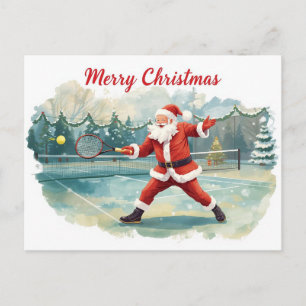 Santa Claus Tennis Winterurlaub Feiertagspostkarte