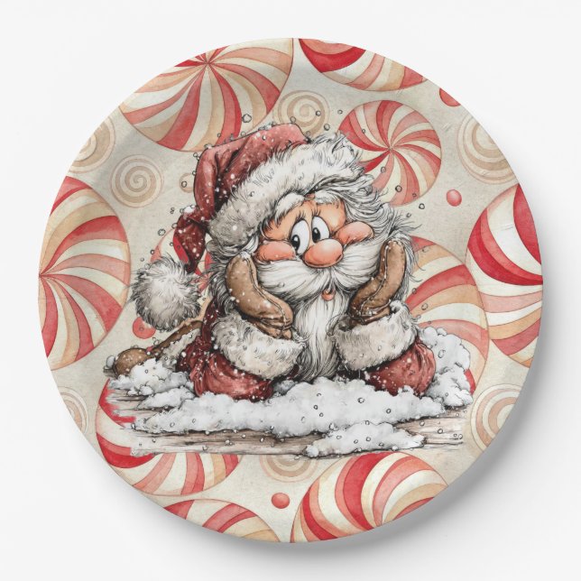 Santa Claus Thinking As He Fell  Pappteller (Vorderseite)