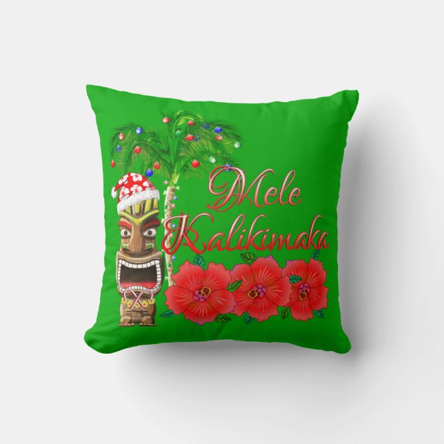 Santa Claus Tiki Mele Kalikimaka Kissen (Vorderseite)