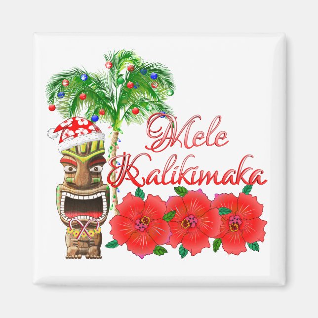 Santa Claus Tiki Mele Kalikimaka Magnet (Vorne)