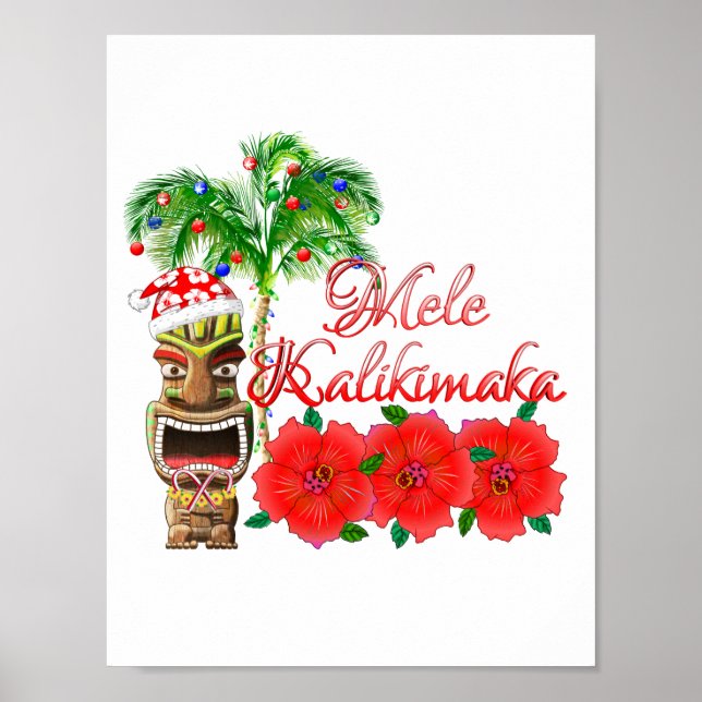 Santa Claus Tiki Mele Kalikimaka Poster (Vorne)
