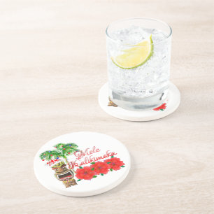Santa Claus Tiki Mele Kalikimaka Sandstein Untersetzer