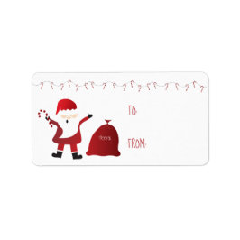 Santa Claus Toy Bag Candy Canes Adressaufkleber