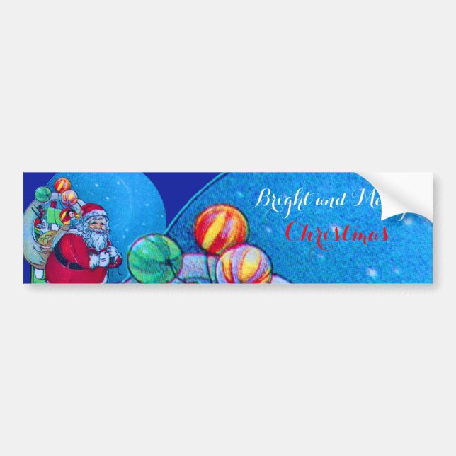 SANTA CLAUS , TOY SACK UND BALLOONS Weihnachtsnach Autoaufkleber (Vorne)
