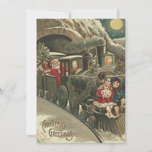 Santa Claus Train Holly Garland Kinder Einladung