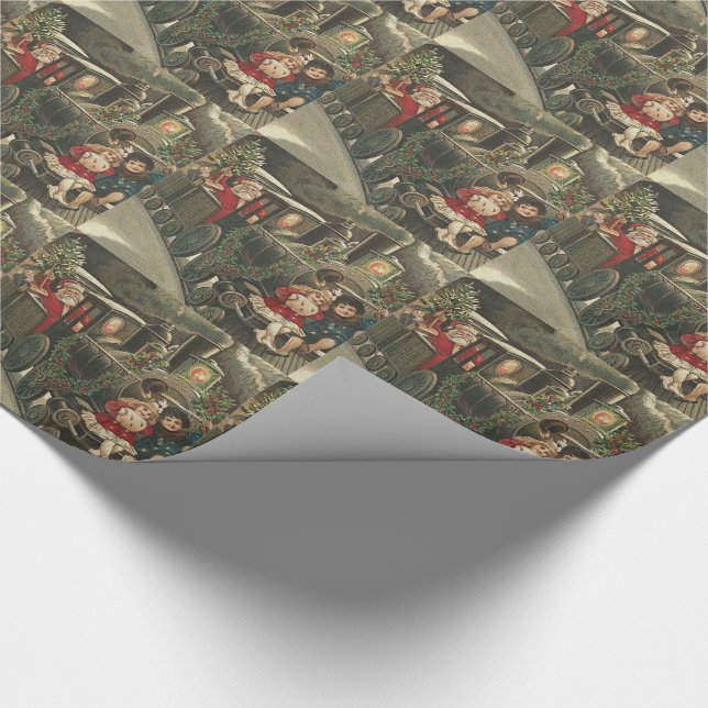 Santa Claus Train Holly Garland Kinder Geschenkpapier (Ecke)
