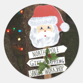 Santa Claus Tree Lights North Pole Runder Aufkleber
