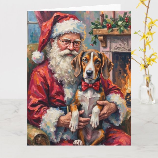Santa Claus Treeing Walker Coonhound Christmas Art Karte (Gelbe Blume)