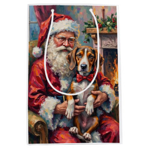 Santa Claus Treeing Walker Coonhound Weihnachtskun Mittlere Geschenktüte