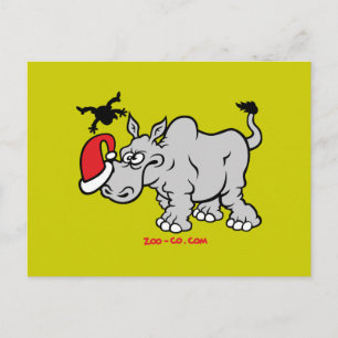 Santa Claus trifft auf einen Rhino Feiertagspostkarte