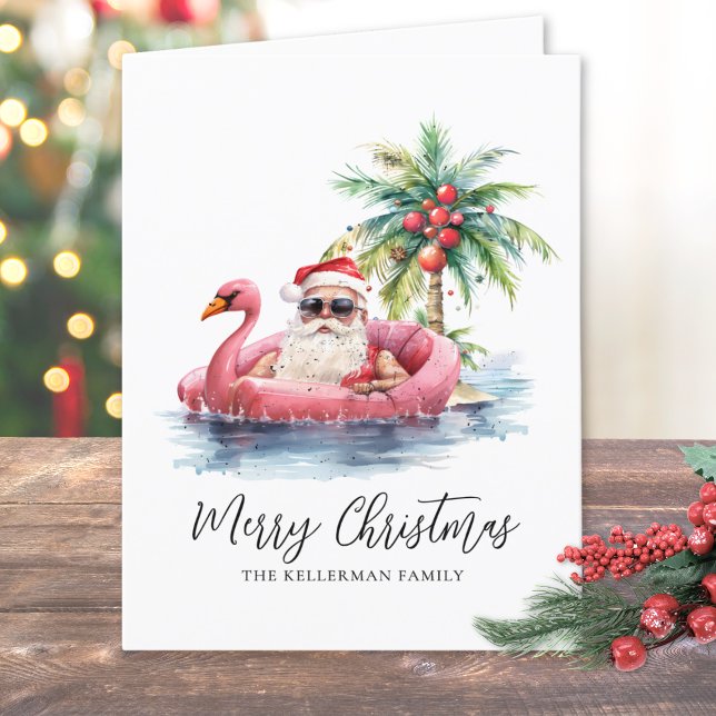 Santa Claus Tropical Beach Weihnachten (Santa Claus Tropical Beach Christmas Holiday Card)