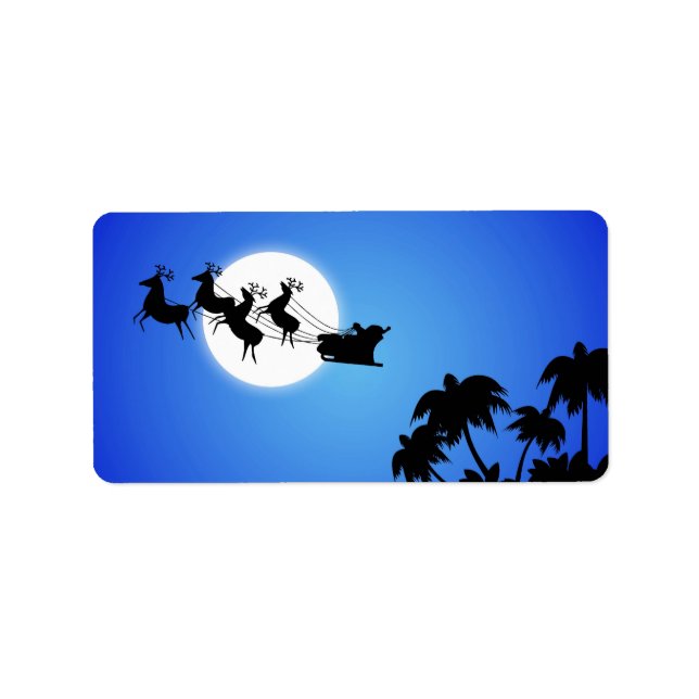 Santa Claus Tropical Christmas Tree Adressaufkleber (Vorne)