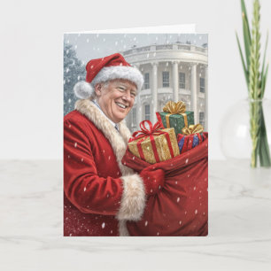Santa Claus Trump mit Geschenktasche Karte
