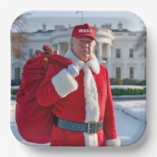 Santa Claus Trump mit MAGA Hat Pappteller