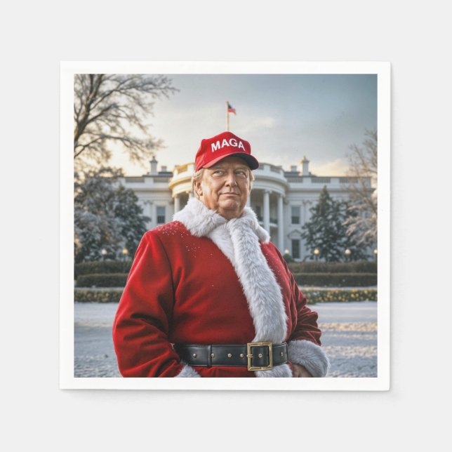 Santa Claus Trump mit MAGA Hat Serviette (Vorderseite)