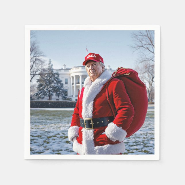 Santa Claus Trump mit rotem Sack Serviette (Vorderseite)
