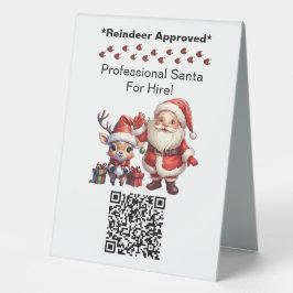 Santa Claus Two Sides Business Card Bearbeiten QR  Tischaufsteller